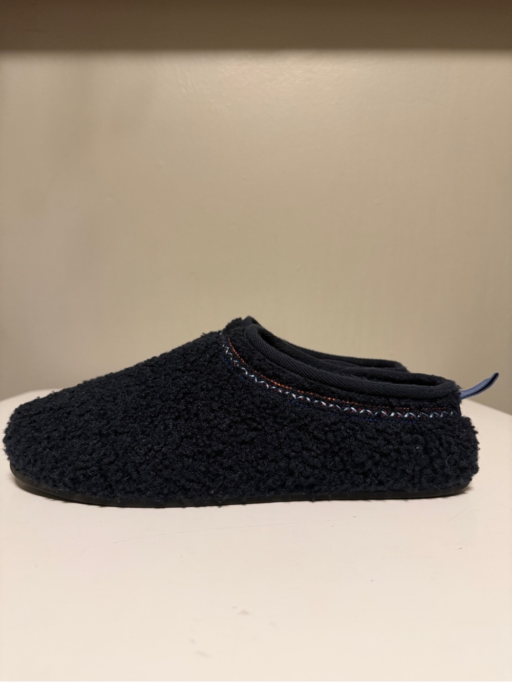 Bombas Sunday Slipper Faux-Fur Sherpa Slip-On Mule Navy Blue Women's US 10